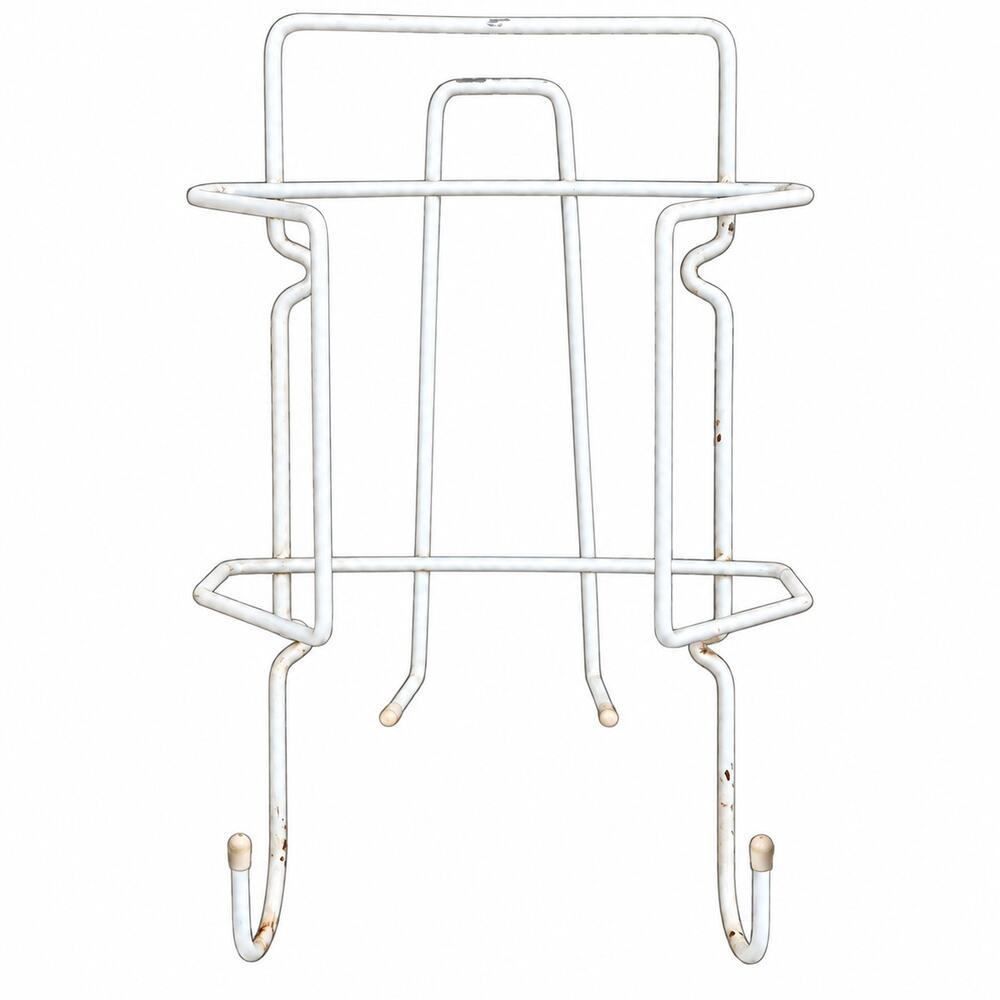 White Wire Iron & Ironing Board Storage Rack Wall Mount